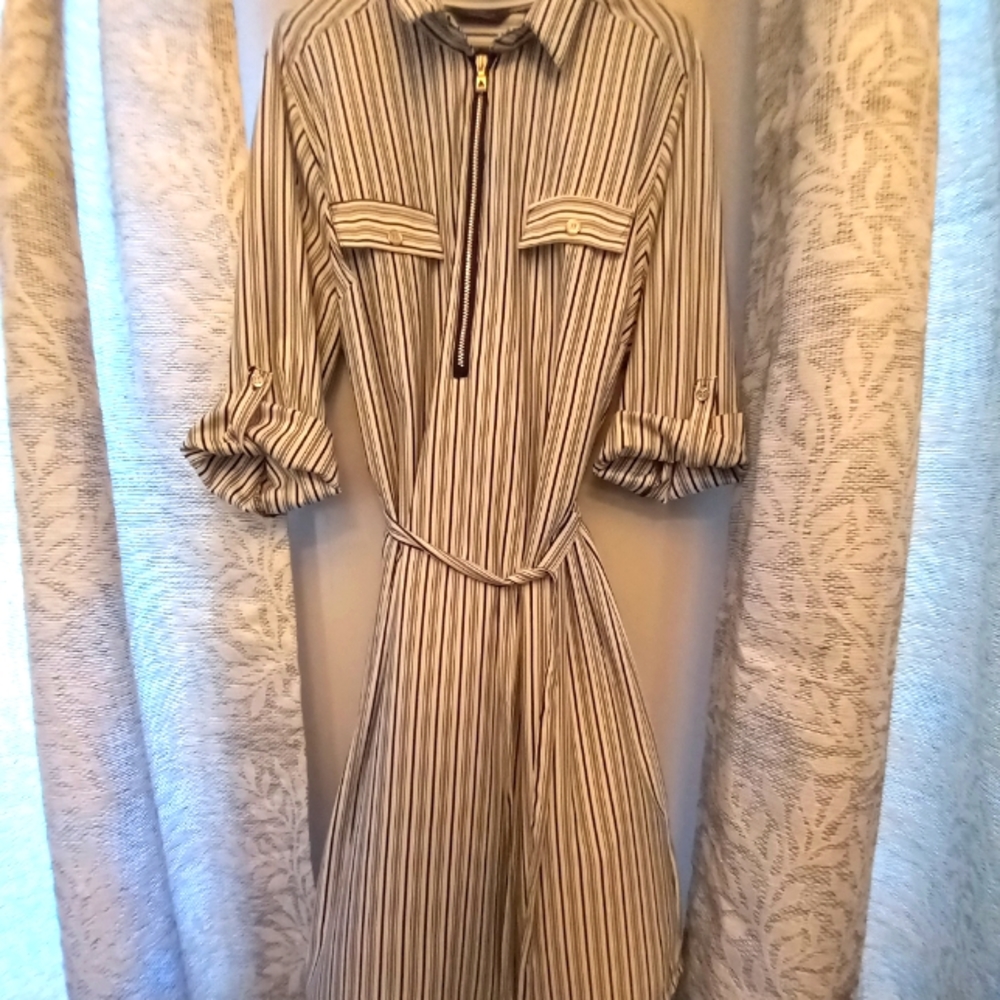 Black and white striped dress